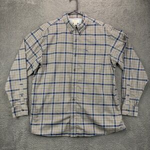 Bob Timberlake Mens XL Plaid Button Down Shirt Blue Gray Long Sleeve Cotton 8791